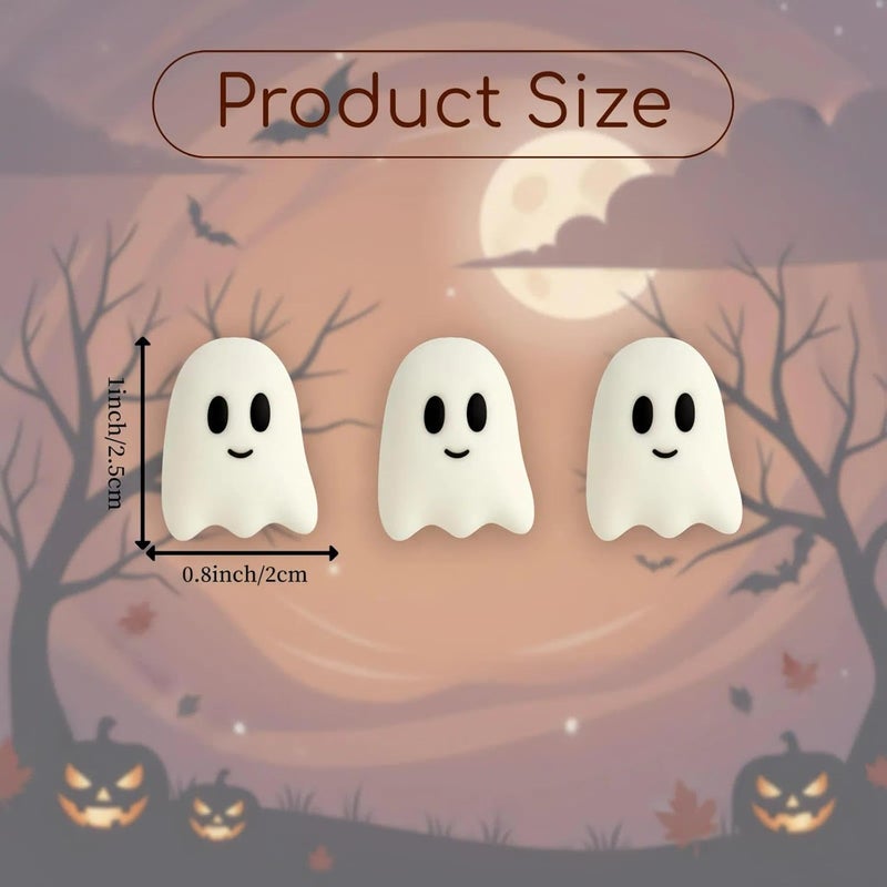 OceanCamel 60PCS Ghost Flatback Resin Charms – Halloween Mini Kawaii Grimace Ghost Cabochons for DIY Crafts, Phone Case, Hair Clip, Jewelry Making, Spooky Cute Table Scatter Decorations - Image 2